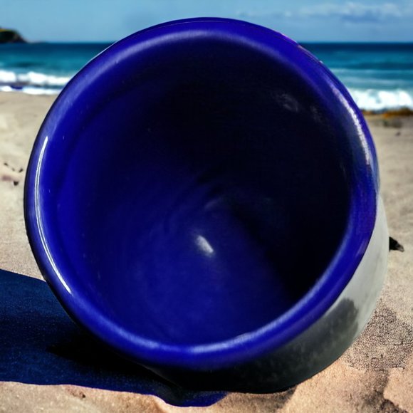 Doug Wylie Whale Tail Set-2 Wine/Water Handmade Goblet Blue/Grey Drip Pottery - Picture 15 of 15